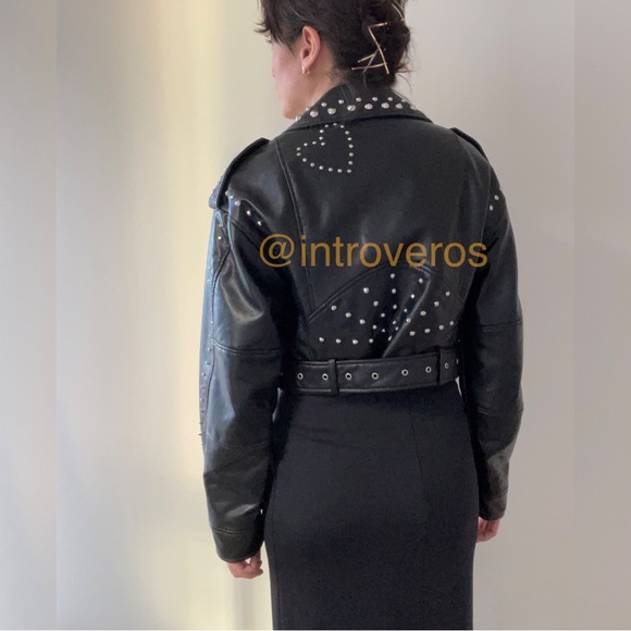 BLOGGERS FAV ZARA STUDDED FAUX LEATHER JACKET - Picture 5 of 15